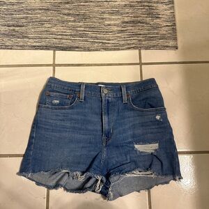 Levi's Blue Distressed Jean Shorts